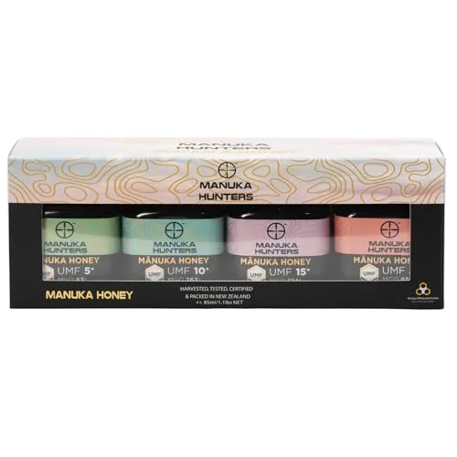 Pure New Zealand Manuka Honey Mixed Gift Set 4 17.6 Ounce Environmentally Friendly
