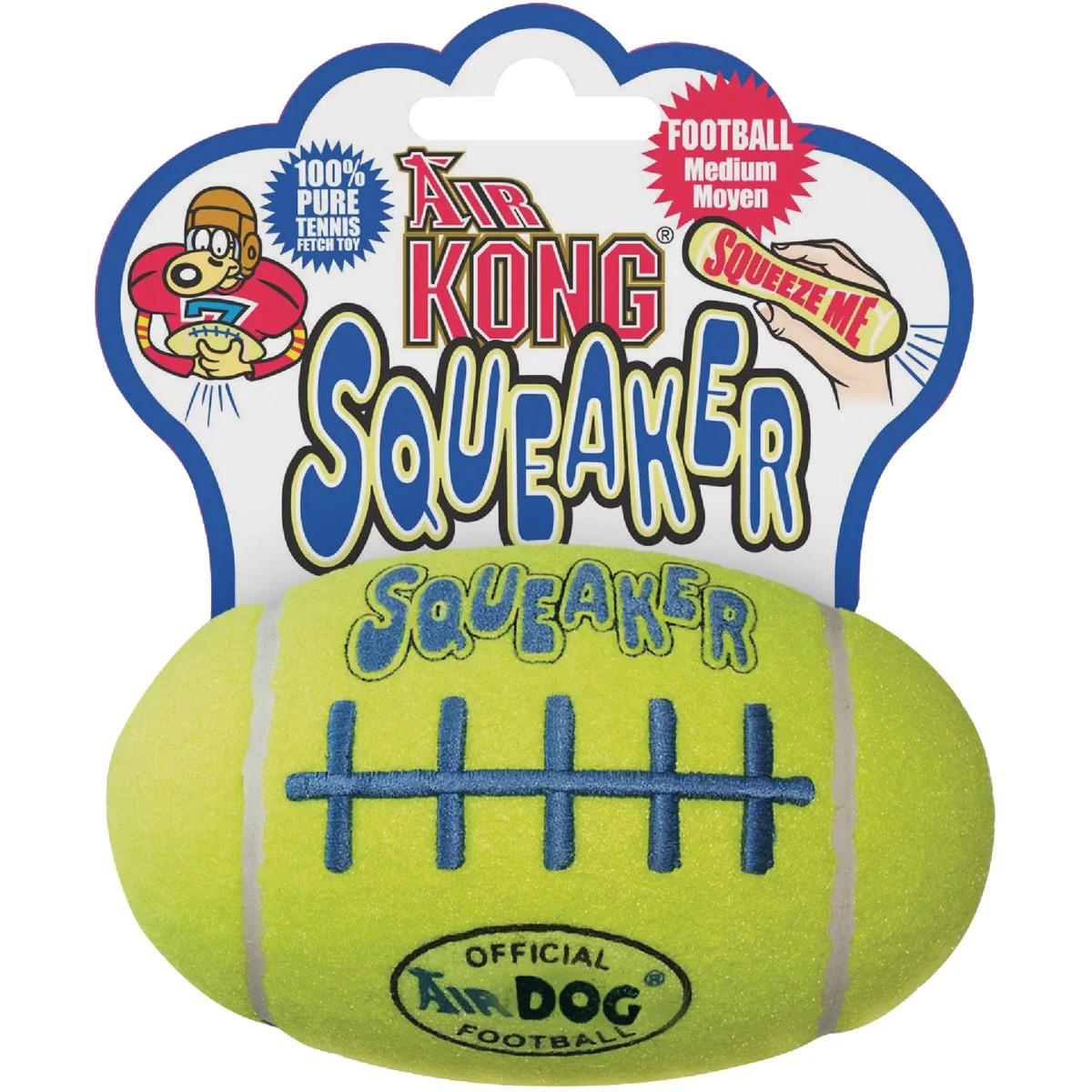 Natural Air Kong Squeaky Medium Football Dog Toy Sophisticated
