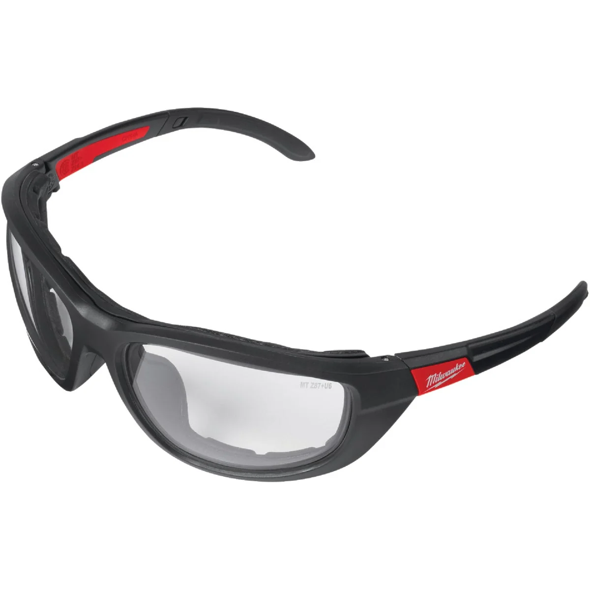 High-Quality Milwaukee Red Black Frame Gasketed High Performance Safety Glasses with Clear Lenses Fashionable