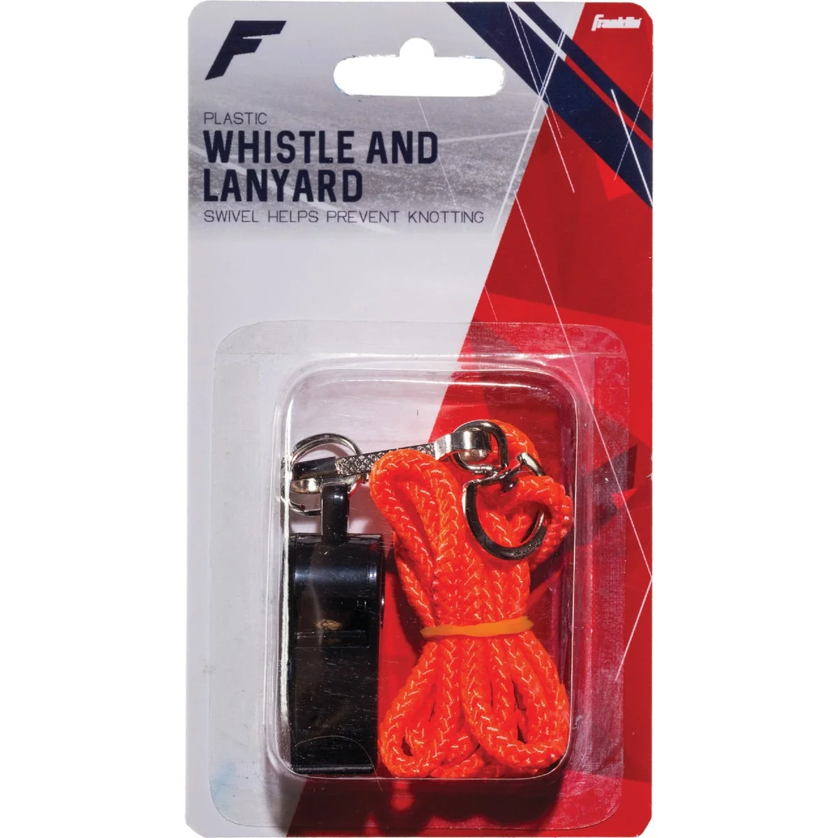 Fine Franklin Black Plastic Whistle with Lanyard Organic