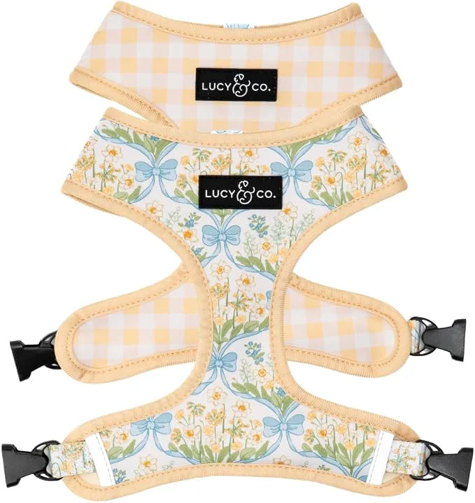 Professional Lucy Co. Sunshine and Daffodils Reversible Dog Harness Adjustable Comfort Fit Smart
