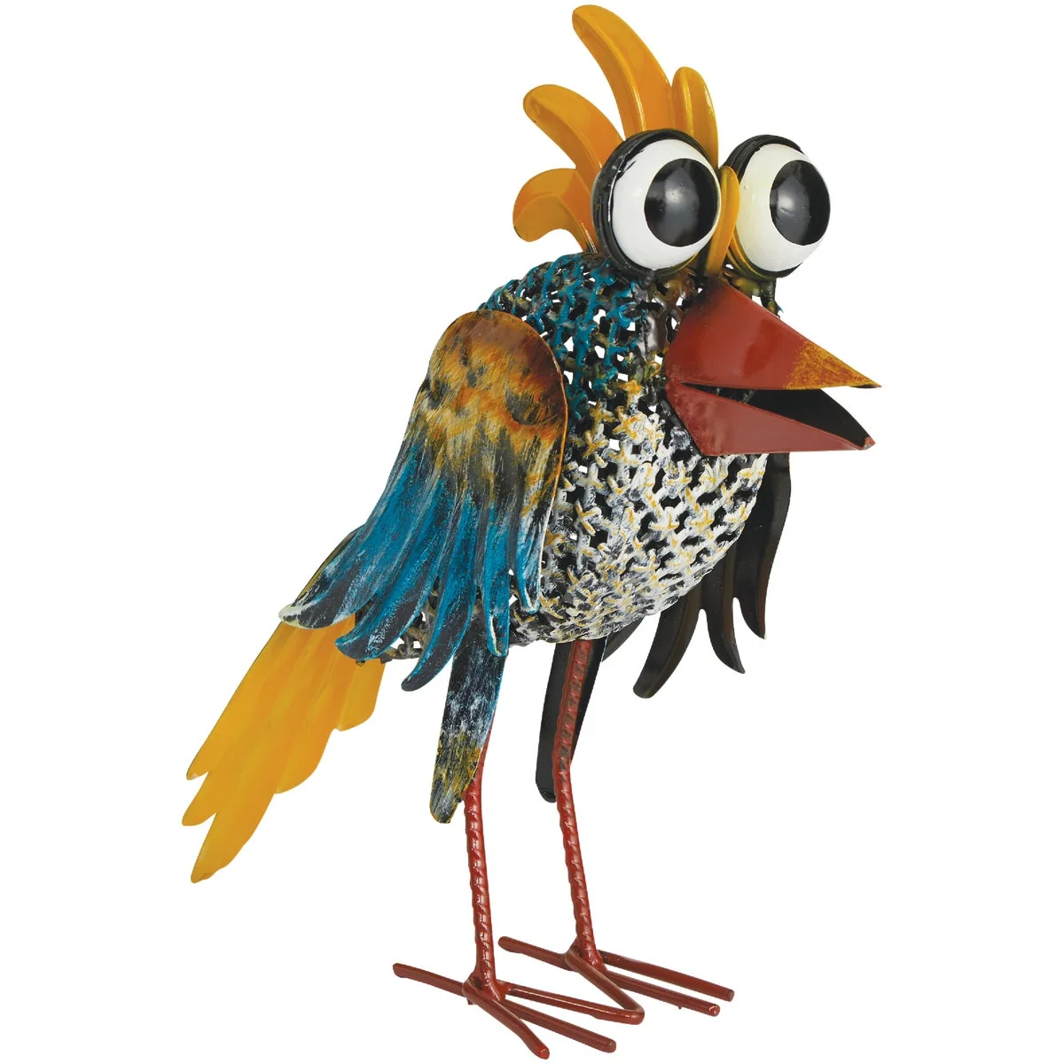 Premium Alpine 11 In. H. Iron Quirky Wide-Eyed Blue Bird Lawn Ornament User-Friendly
