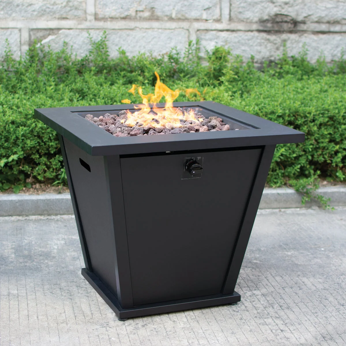 Responsible Bond Olivera 28 In. Square Steel Gas Fire Pit Contemporary