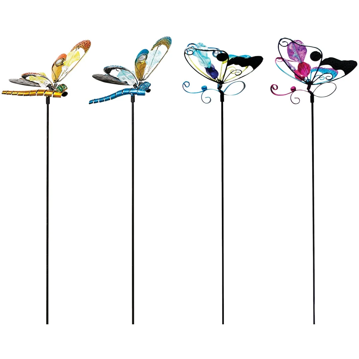 Fine Alpine 36 In. Metal Glass Assorted Insect Garden Stake Lawn Ornament Optimized