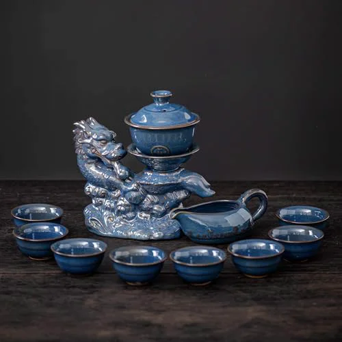 Lightweight Ceramic Teapot with Infuser Semi Automatic Tea Set Teapot with 8 cups Gradient Color Easy-to-Use