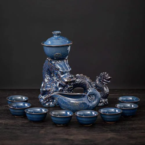 Casual Ceramic Teapot with Infuser Semi Automatic Tea Set Teapot with 8 cups Gradient Color Dependable