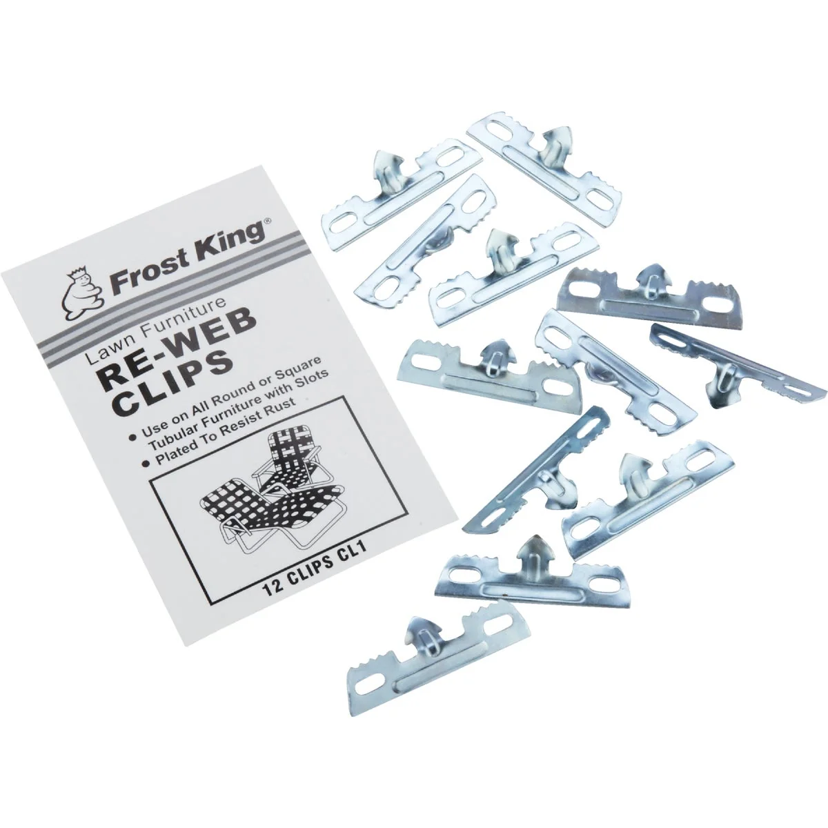 Sophisticated Frost King Plated Outdoor Chair Webbing Clips 12-Pack Trendy