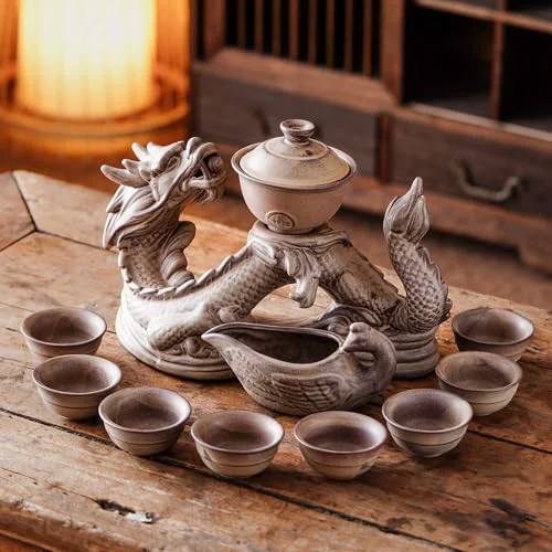 World-Class Ceramic Teapot with Infuser Semi Automatic Tea Set Teapot with 8 cups Gradient Color 11 Count Certified