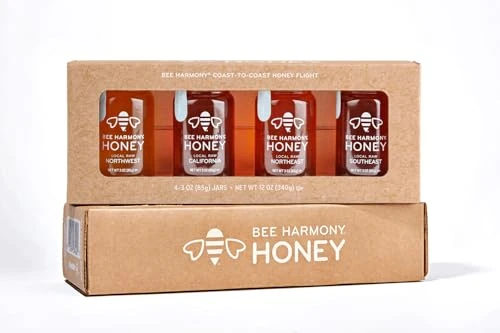 Refined Coast-to-Coast Honey Flight Gift Set 3 oz Jars Pack of 4 12 Ounce Smooth
