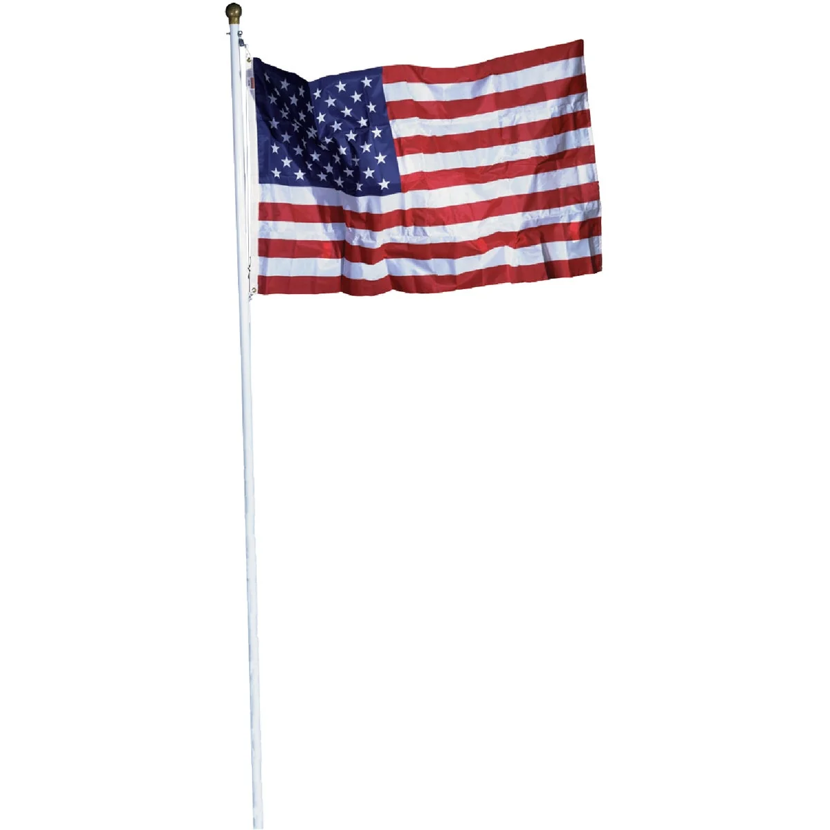Pure Valley Forge 3 Ft. x 5 Ft. Polycotton American Flag 18 Ft. Pole Kit Excellent