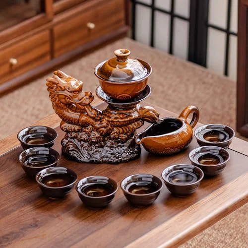 Specialty Ceramic Teapot with Infuser Semi Automatic Tea Set Teapot with 8 cups Gradient Color Advanced