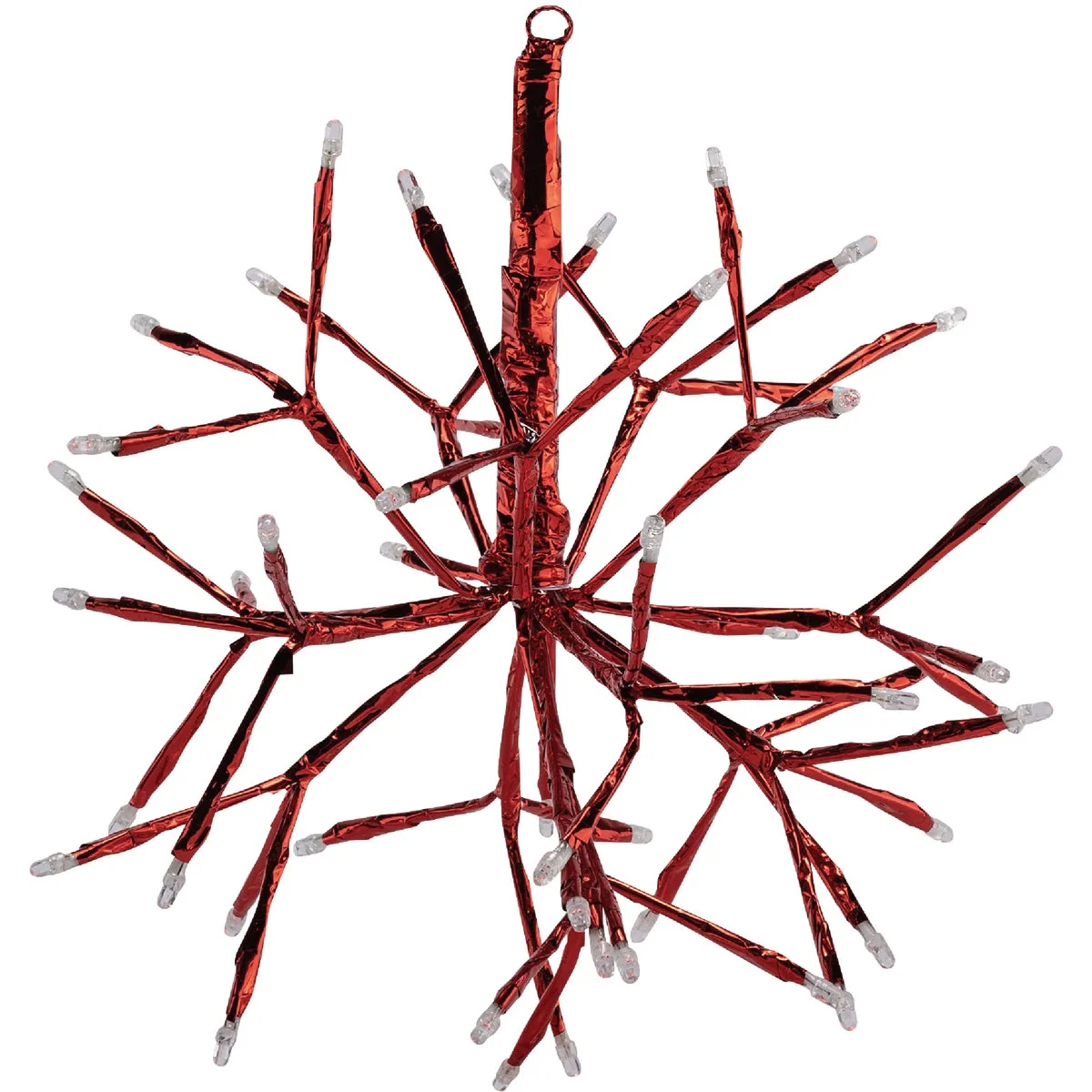 Trendy Alpine 10 In. LED 48-Bulb Red Hanging Twig Snowflake Ornament Light Decoration Eco-Friendly