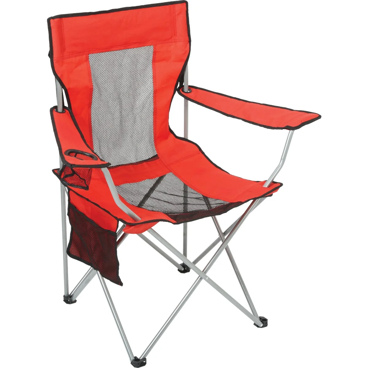 Enhanced Outdoor Expressions Red Polyester Mesh Folding Chair Safe
