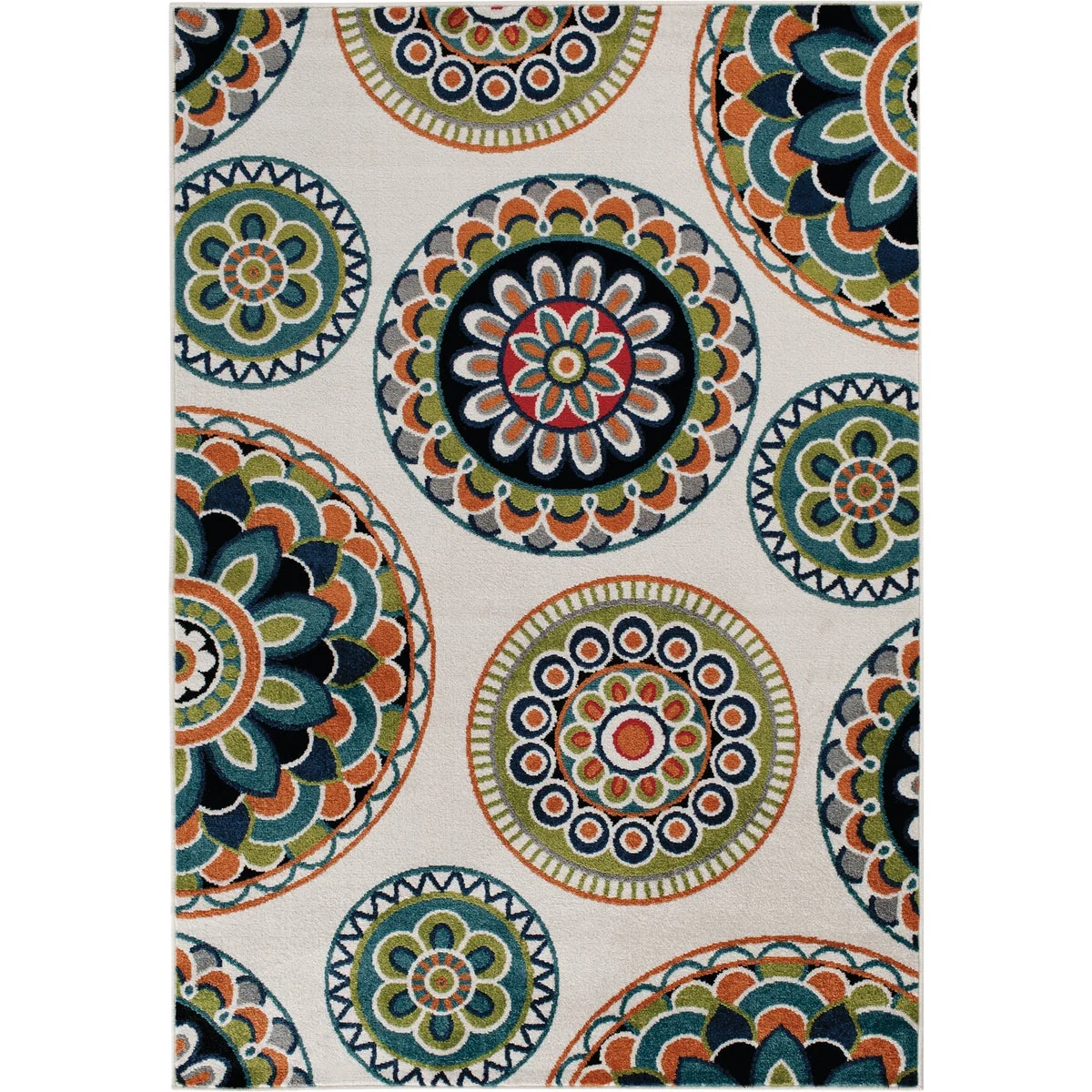 Authentic Backyard Bungalow Burnette 6 Ft. 7 In. x 9 Ft. 6 In. Multi-Color Mandalas Plush Outdoor Rug Original