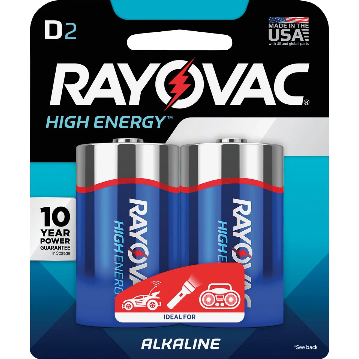 Professional Rayovac High Energy D Alkaline Battery 2-Pack Classic