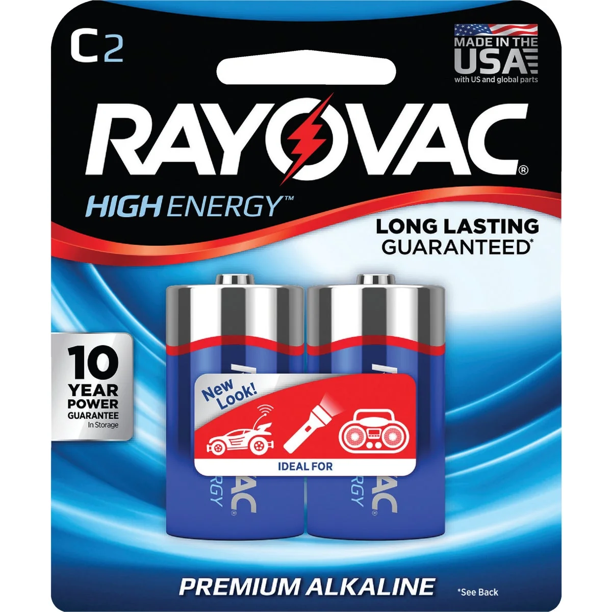 Pure Rayovac High Energy C Alkaline Battery 2-Pack Dependable