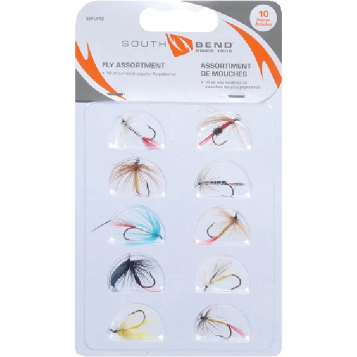 Long-Lasting SouthBend Assorted Fishing Flies 10-Pack Excellent