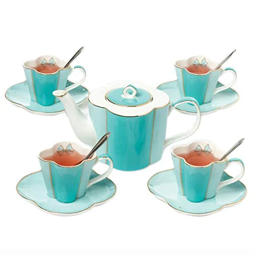 Authentic Porcelain Ceramic Coffee Tea Gift Sets Coffee Cup for 4 Series Bone China Teapot with Tea Cups and Teaspoons Birthday Wedding Gifts Practical