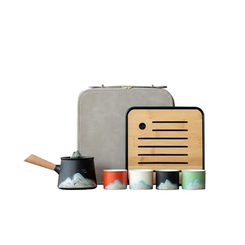 Professional Portable Chinese Tea Set with Carry Bag 7 Count Contemporary