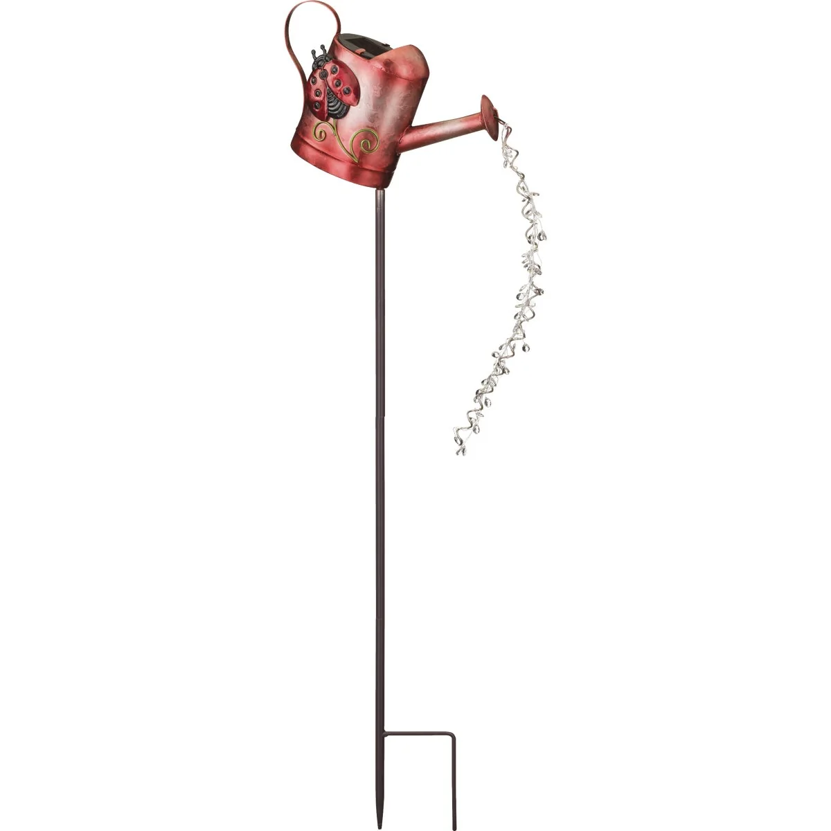 Artisan Regal Art Gift 35 In. Red Ladybug Watering Can LED Solar Stake Light First-Class
