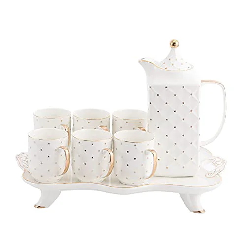 User-Friendly White Porcelain Tea Set Tea Gift Sets Tea Set with Tray Tea Cup Teapot Set Tea Pot 6 Cups Modern Tea Set for Tea Natural