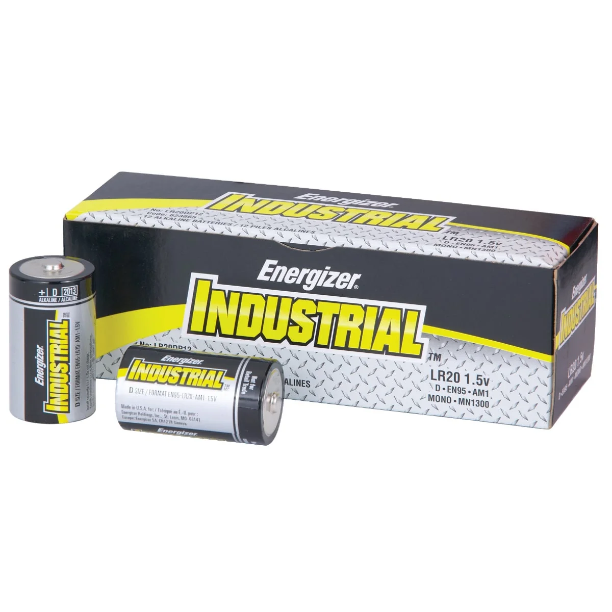 Secure Energizer Industrial D Alkaline Battery 12-Pack Eco-Friendly