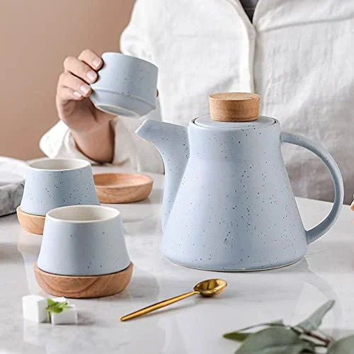 Green Ceramic Tea Set Gift Box Household Porcelain Teapot Cup European Original