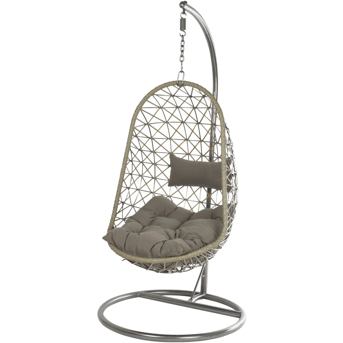 Convenient Decoris Garden Furniture Bologna Gray Outdoor Wicker Hanging Egg Chair Premium Material