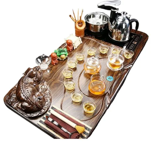 Official WW P09L2115217 全自动 Kungfu Tea Set Automatic Teapot Set 茶盘 Chinese Gongfu Tea Set Gift Box 茶具套装家用陶瓷功夫茶具智能电磁炉茶台茶道 Solid wood Chinese Teaset 实木整套 Consistent