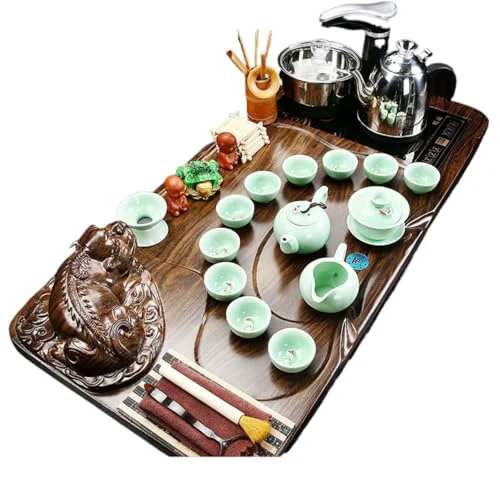 Prestigious WW P09L2115218 全自动 Kungfu Tea Set Automatic Teapot Set 茶盘 Chinese Gongfu Tea Set Gift Box 茶具套装家用陶瓷功夫茶具智能电磁炉茶台茶道 Solid wood Chinese Teaset 实木整套 Fine Crafted