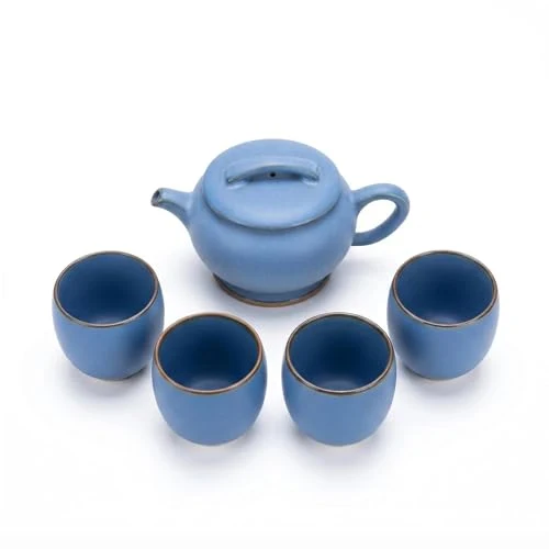 Minimalist Brand Handcrafted Blue Ceramic Tea Set Outstanding
