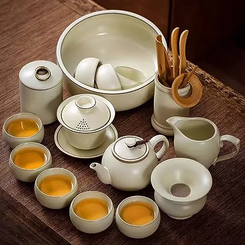 Solid Tea Set Tea Set Tea Cup setLight Luxury Ru Kiln Kung Fu Tea Set Flexible