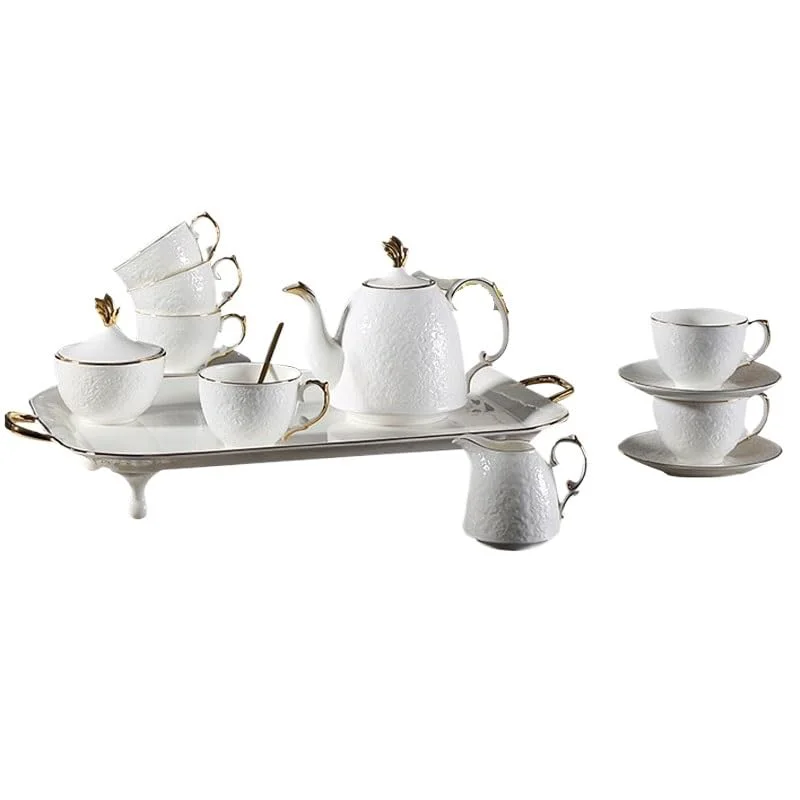 Innovative Light Luxury Bone China Coffee Cup Afternoon Tea Teapot Sets Banquet Set Bring Tray of Wedding Gifts User-Friendly
