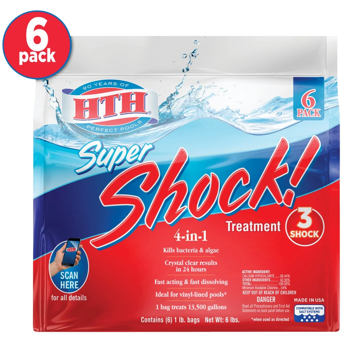 Smart HTH 1 Lb. Super Shock Granule 6-Pack User-Friendly