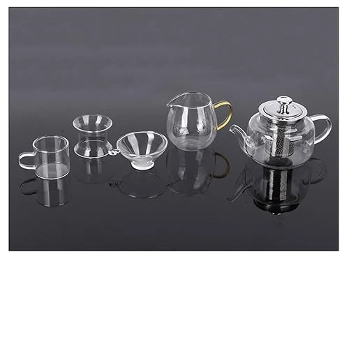 Classic Tea Set Gift Set Kettle Home Office Thickened tability Glass Teapot Set with 6 Glass Cup Auspicious Clouds Solid