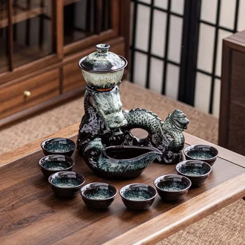 Functional Ceramic Teapot with Infuser Semi Automatic Tea Set Teapot with 8 cups Gradient Color Premium