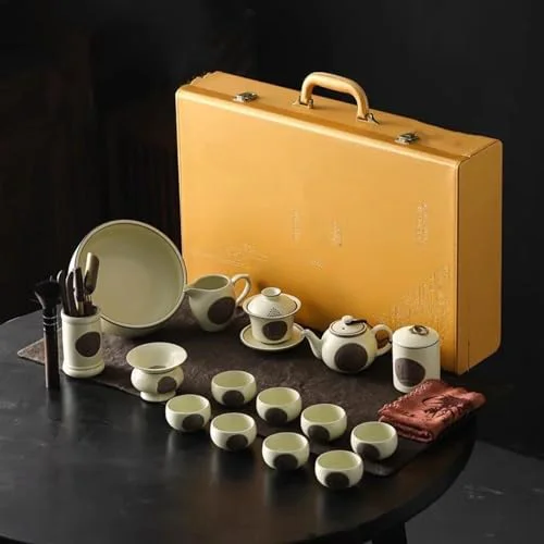 Contemporary Tea Sets Teaware Set Gift Box Ruyao Ceramics Household Kung Fu Teaware Set Tea Pot Tea Cup Tea Plate Travel Tea Set Teapot Innovative