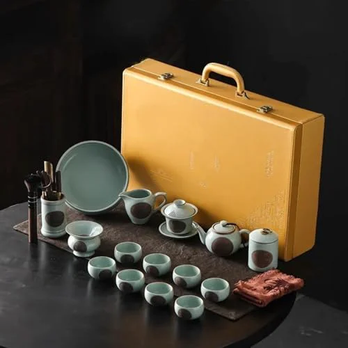 Organic Tea Sets Teaware Set Gift Box Ruyao Ceramics Household Kung Fu Teaware Set Tea Pot Tea Cup Tea Plate Travel Tea Set Teapot Responsible