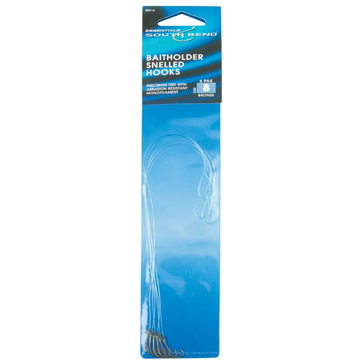 Modern SouthBend Size 8 Baitholder Snelled Hooks 6-Pack Original