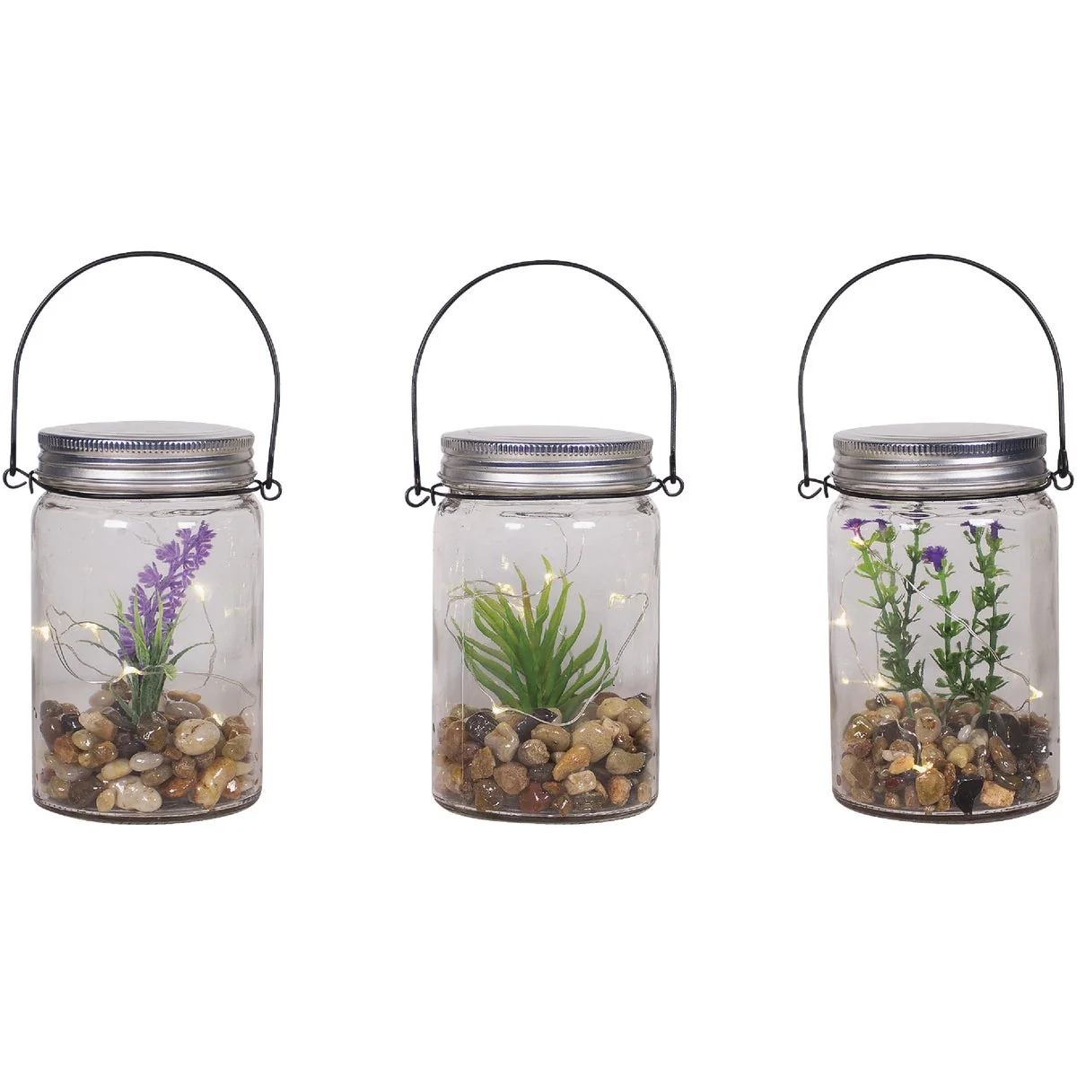 Top-Quality Alpine 3 In. W. x 6 In. H. x 4 In. L. Warm White LED Hanging Succulent Jar Patio Lantern Fine Crafted