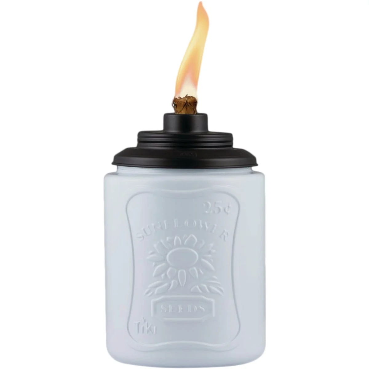 Natural Tiki 7.2 In. Sunflower Glass Table Torch Long-Lasting