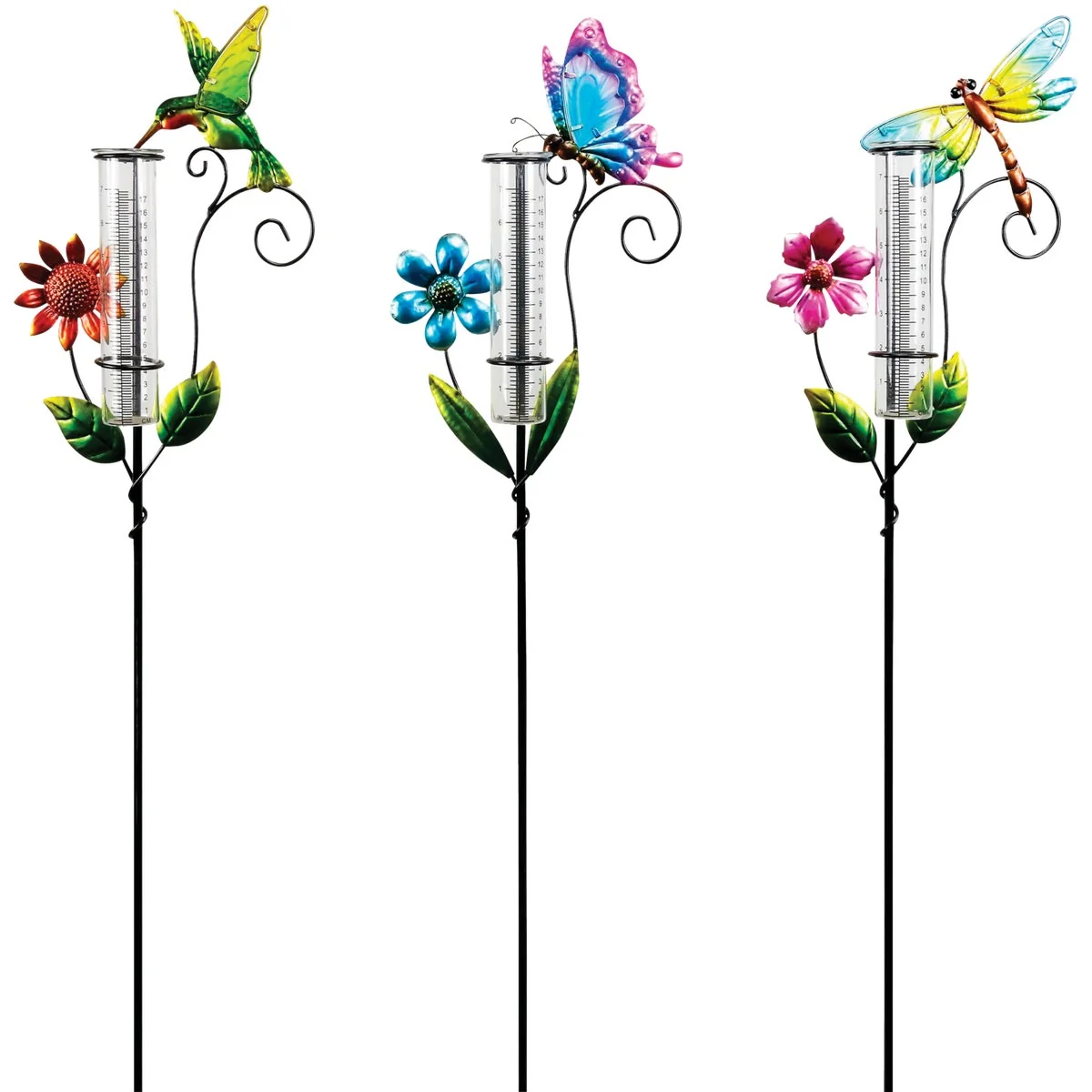Authentic Alpine 36 In. H. Metal Stake Decorative Glass Rain Gauge Expertly Made