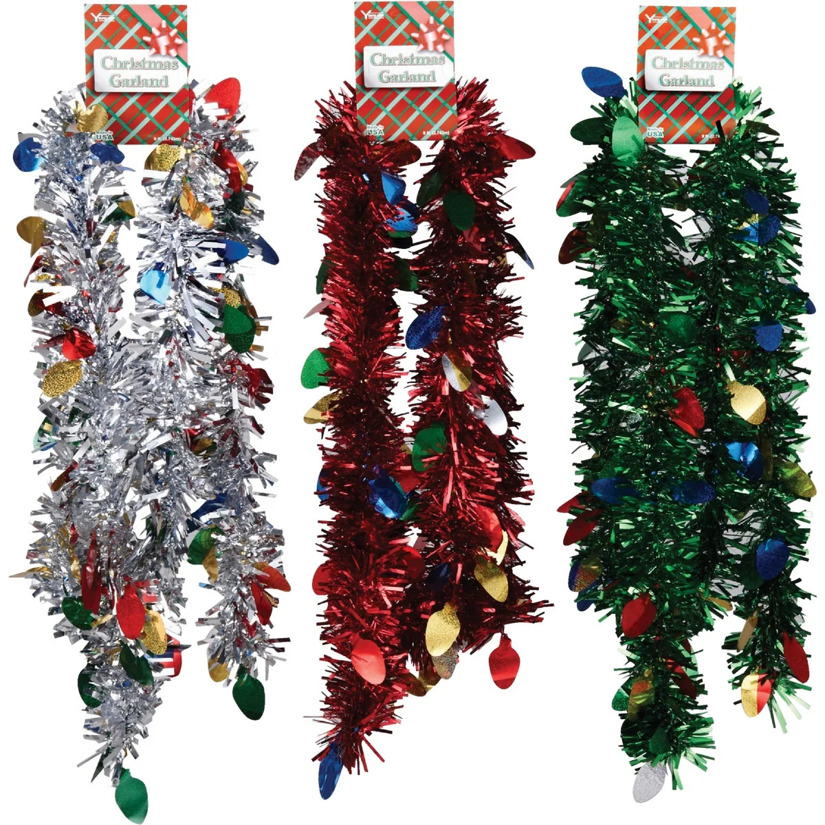 Practical F C Young 8 Ft. Die-Cut Jumbo Colored Garland Assortment with Bulbs Luxury