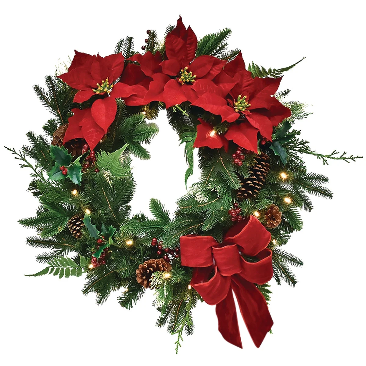 Efficient Georgian Manor 24 In. 35-Bulb Warm White LED Prelit Wreath Solid