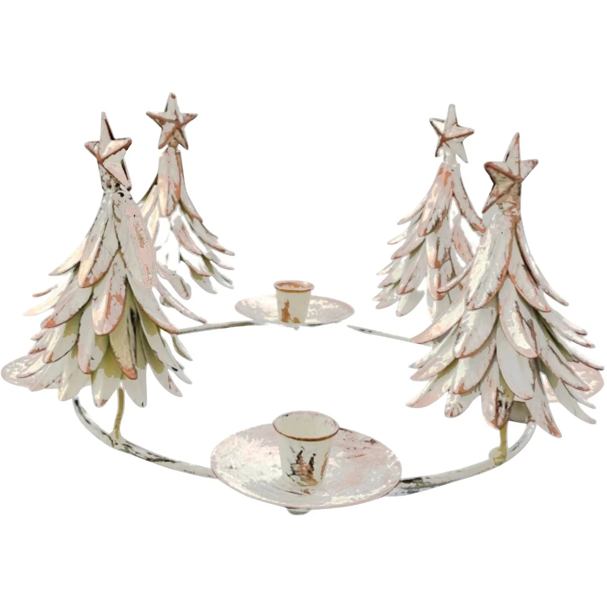 Relaxed Metal Christmas Tree Candle Taper Holder Silver Expertly Made