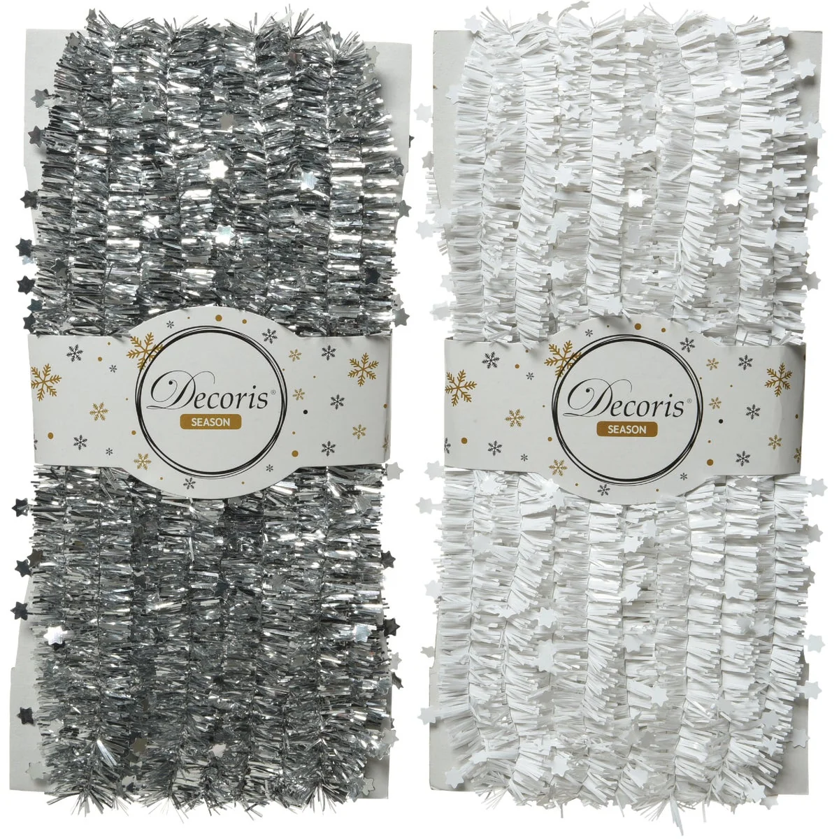 Prestigious Decoris 10 Ft. Gray White Tinsel Garland Certified