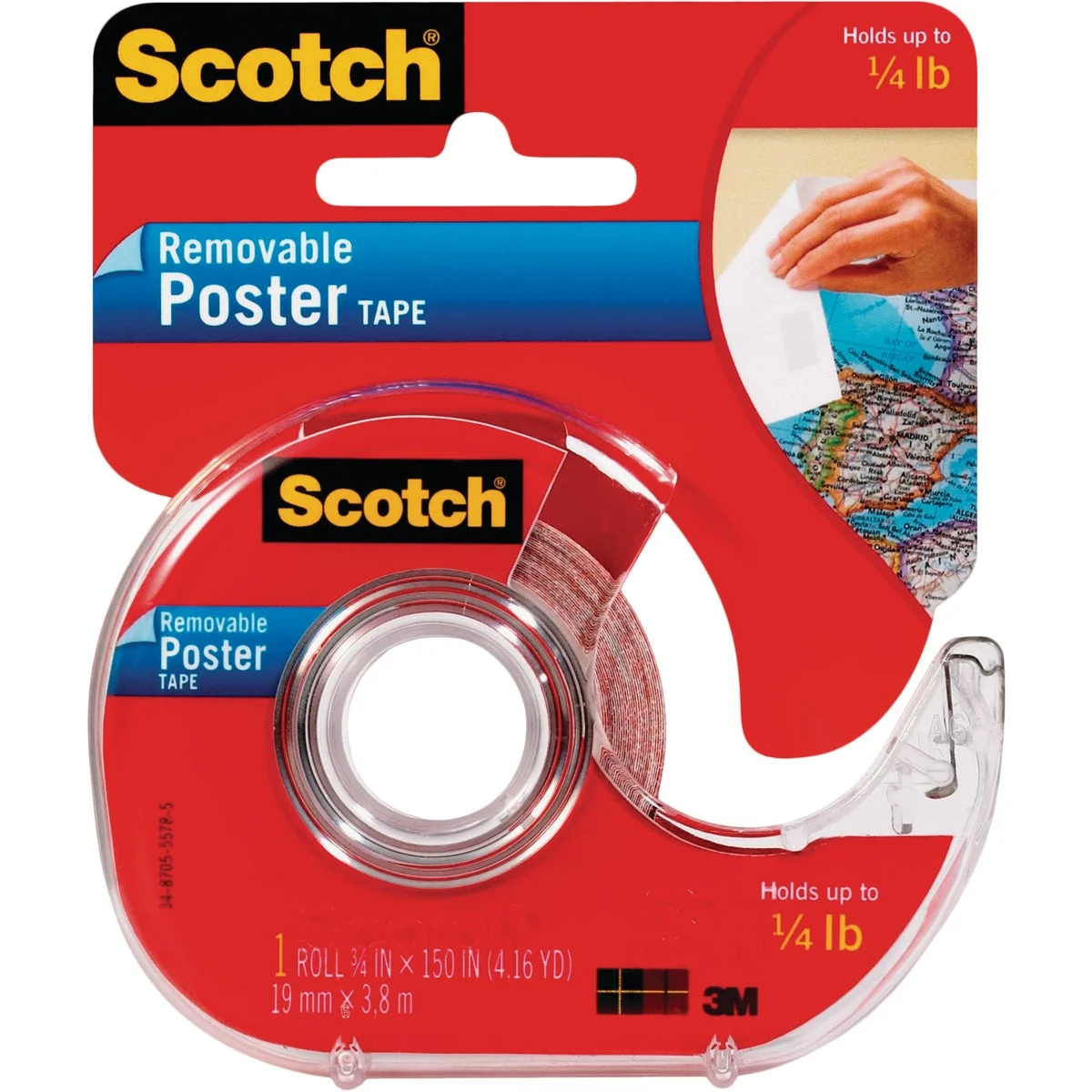 Refined 3M Scotch 3 4 In. W. x 150 In. L. Clear Removable Double-Sided Poster Mounting Tape Crafted