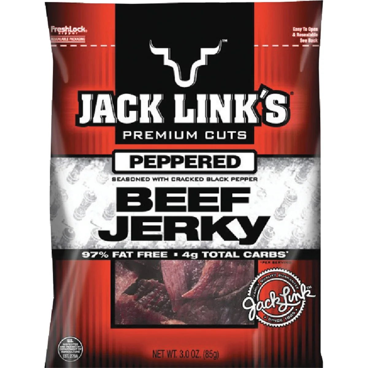 Secure Jack Link's Premium Cuts 2.85 Oz. Peppered Beef Jerky High-End