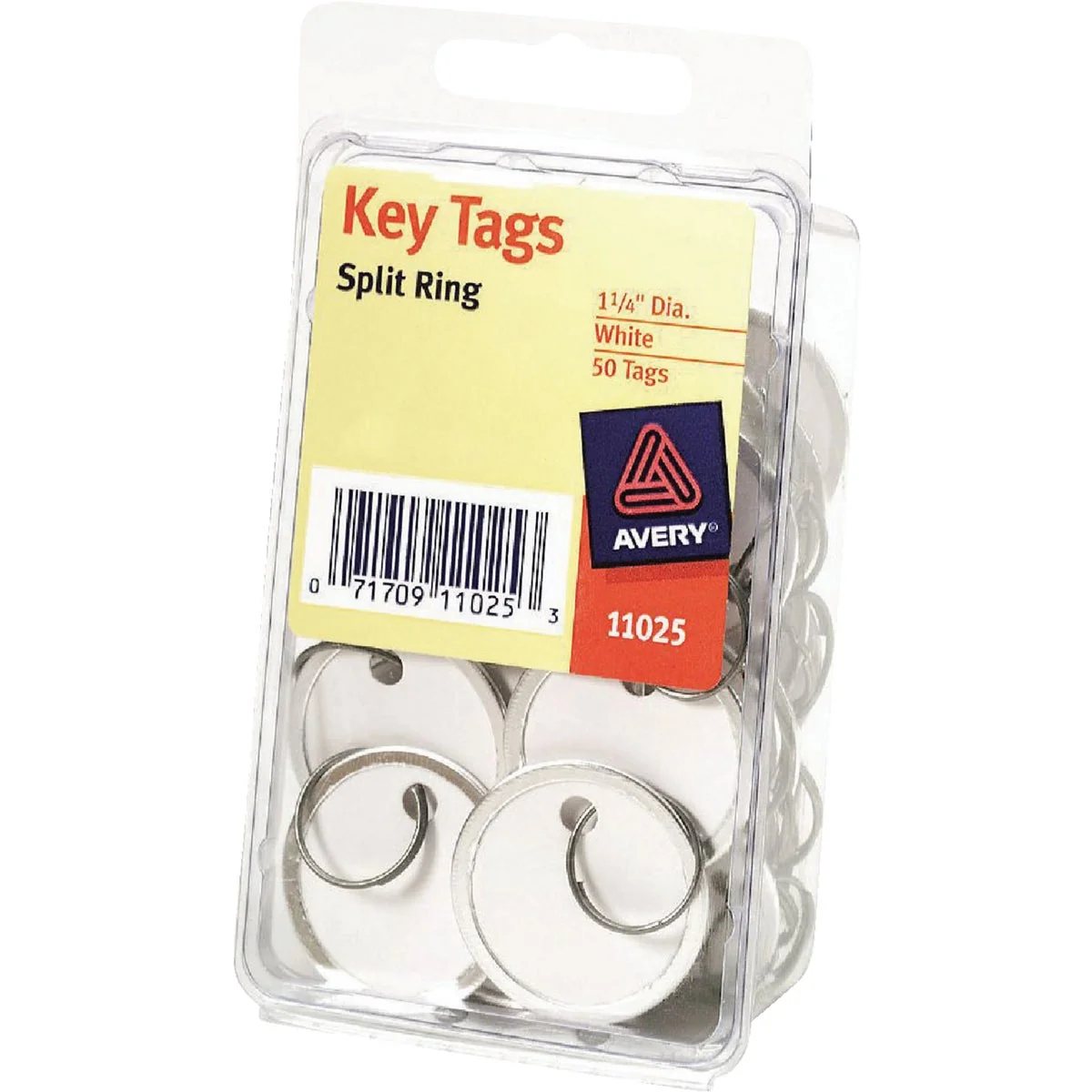 Smooth Avery Round 1-1 4 In. Split Key Ring Card Stock Tag with Metal Rim 50-Pack Eco-Friendly