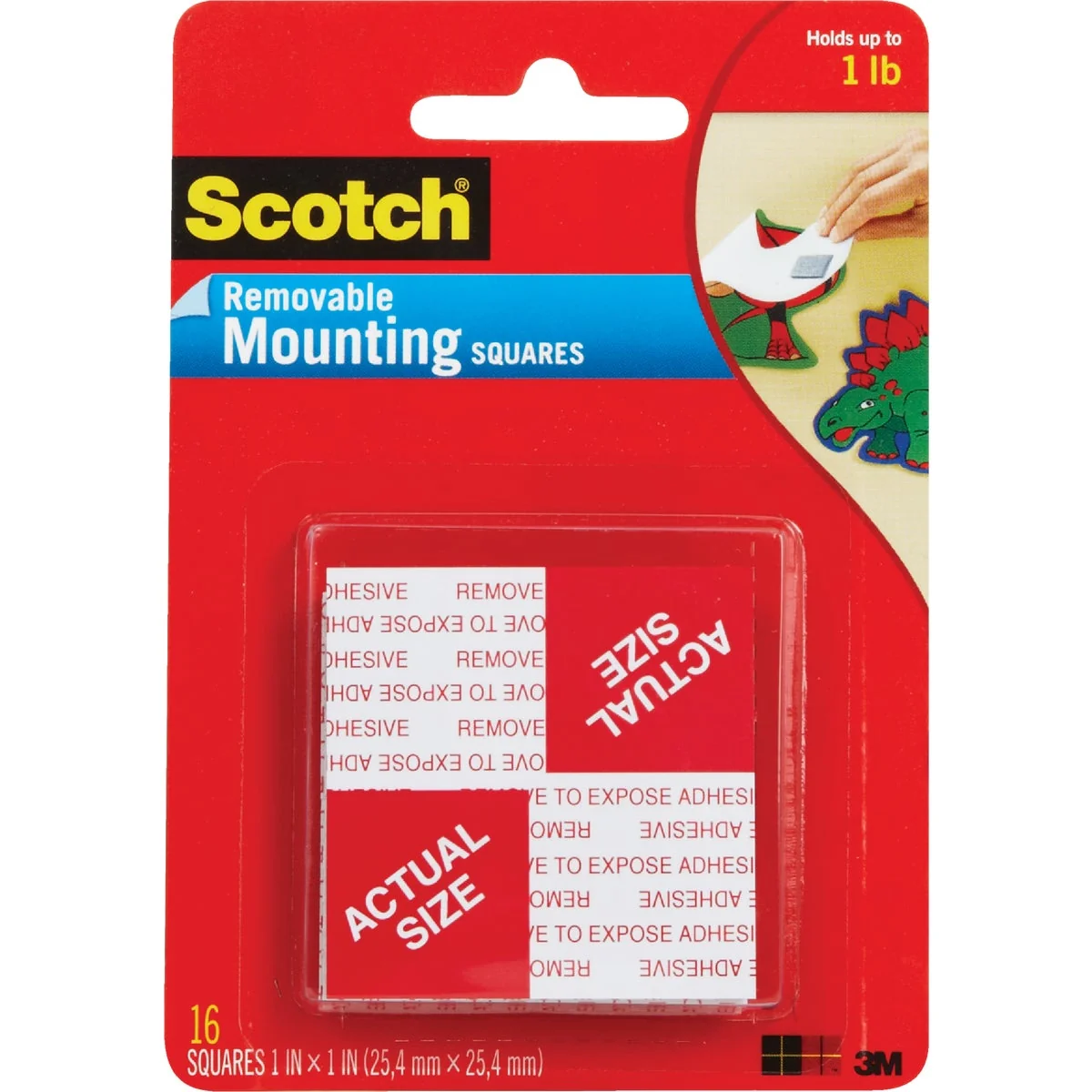 Convenient 3M Scotch 1 In. x 1 In. 1 Lb. Capacity Removable Mounting Squares 16-Pack High-Performance